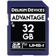 Delkin Devices Advantage 32GB UHS-I SDXC Memory Card – reliable, high-speed storage with up to 100MB/s read speed for smooth photo and video capture.