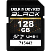 Delkin Devices Black UHS-II SDXC Memory Card (V60) – high-speed, reliable storage for professional photography and video.