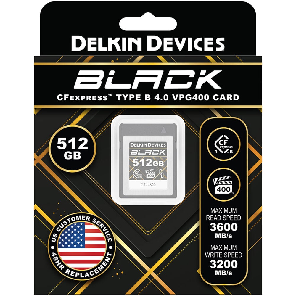 Built for cinema, broadcast, and pro photography, the Delkin BLACK CFexpress 4.0 memory card ensures seamless, high-speed media capture.