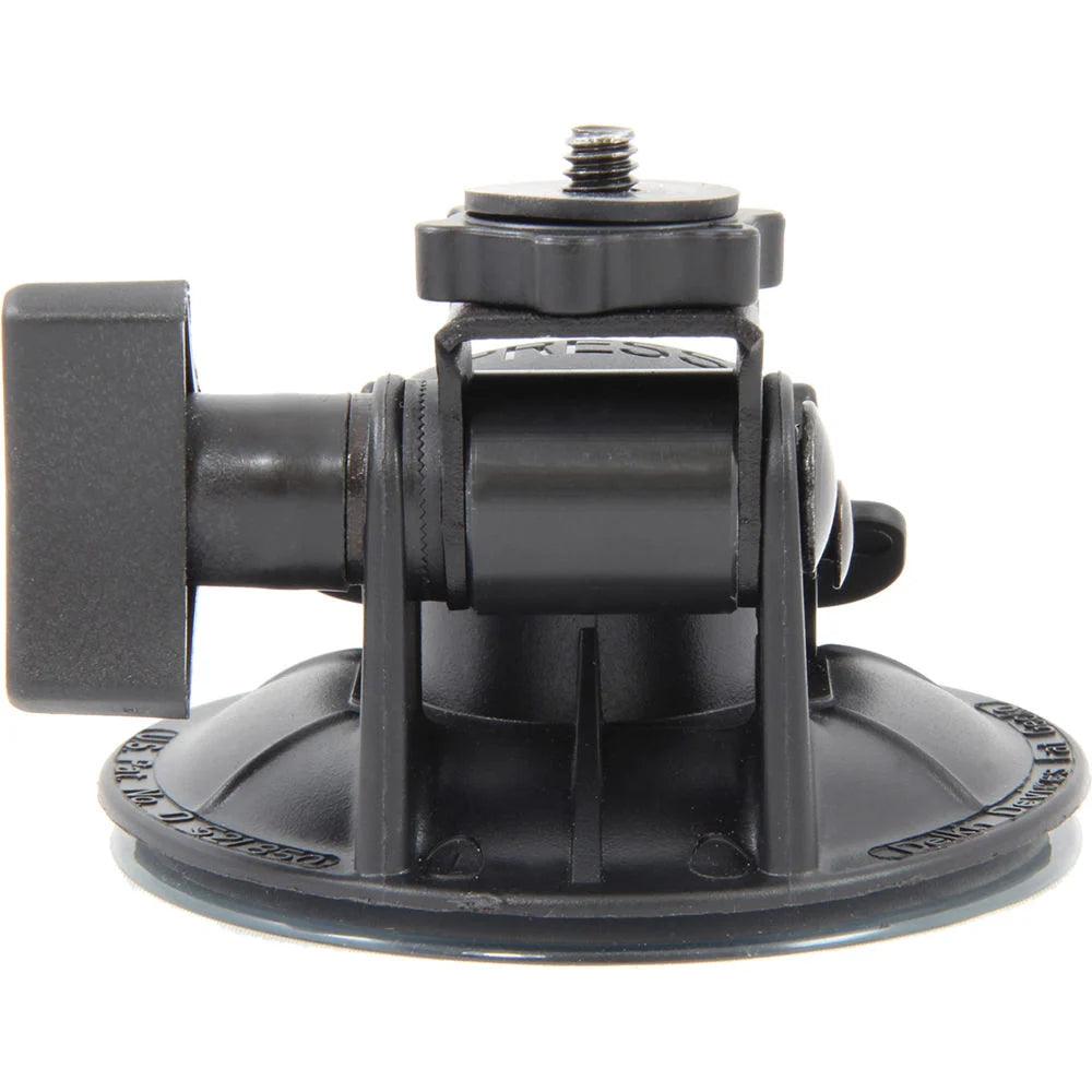 Delkin Devices Fat Gecko Stealth Single-Suction POV Camera Mount—compact 7 cm diameter suction base with lever-style locking mechanism, articulating low-profile ball/pivot head with universal ¼-20 mount, enabling up to 180° tilt and secure attachment for gear up to ~1.8 kg