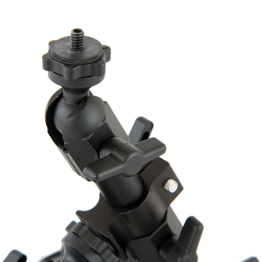 Delkin Devices Fat Gecko Triple Mount featuring three large industrial locking suction cups on a robust adjustable arm, slide-and-lock mechanism, and universal ¼-20 tripod head—designed for secure angled positioning with six adjustment points.