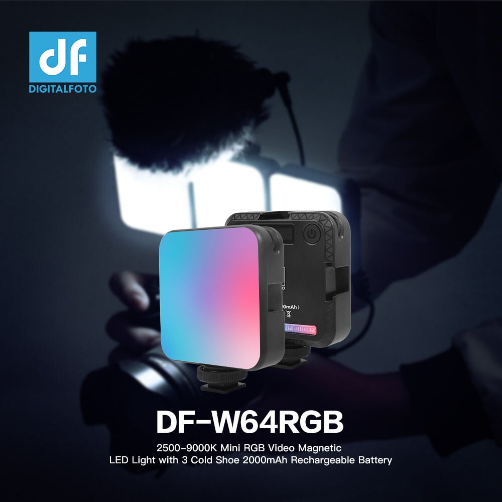 Luxceo W64RGB Mini LED Light with 2500–9000K adjustable colour, 20 effects, built-in magnet, and portable design for creators.