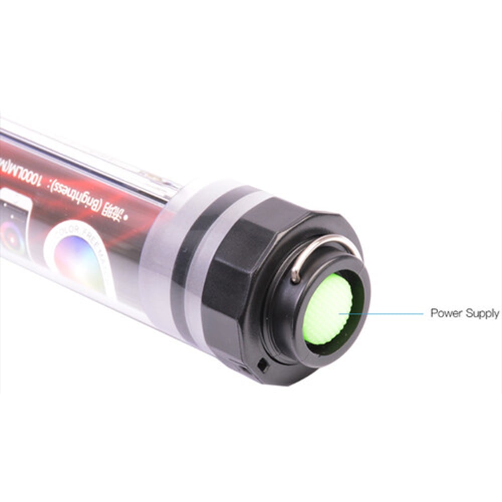 Luxceo P120 waterproof RGB LED light bar (120 cm), slim tube with color spectrum display and handheld app control.