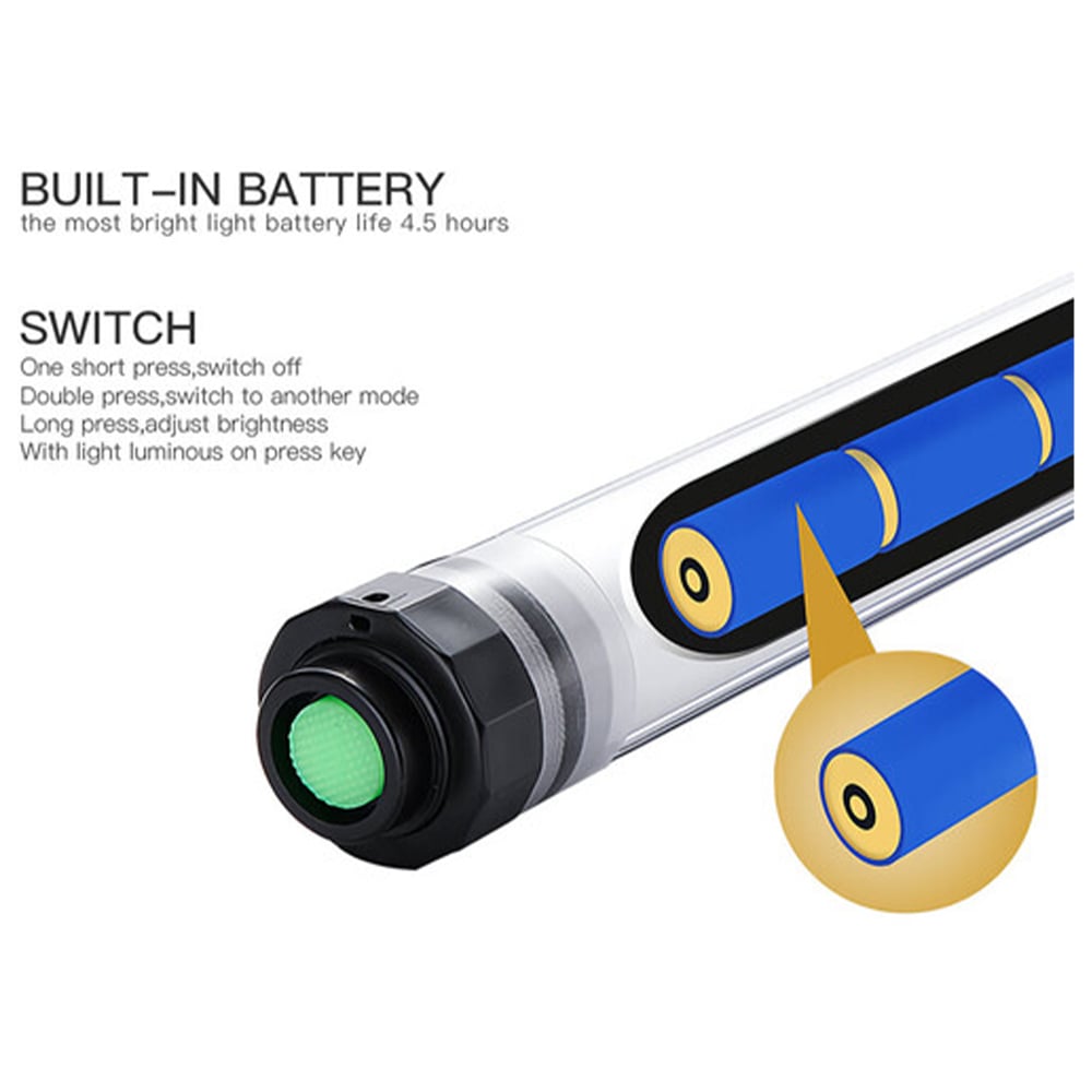 Luxceo P120 waterproof RGB LED light bar (120 cm), slim tube with color spectrum display and handheld app control.