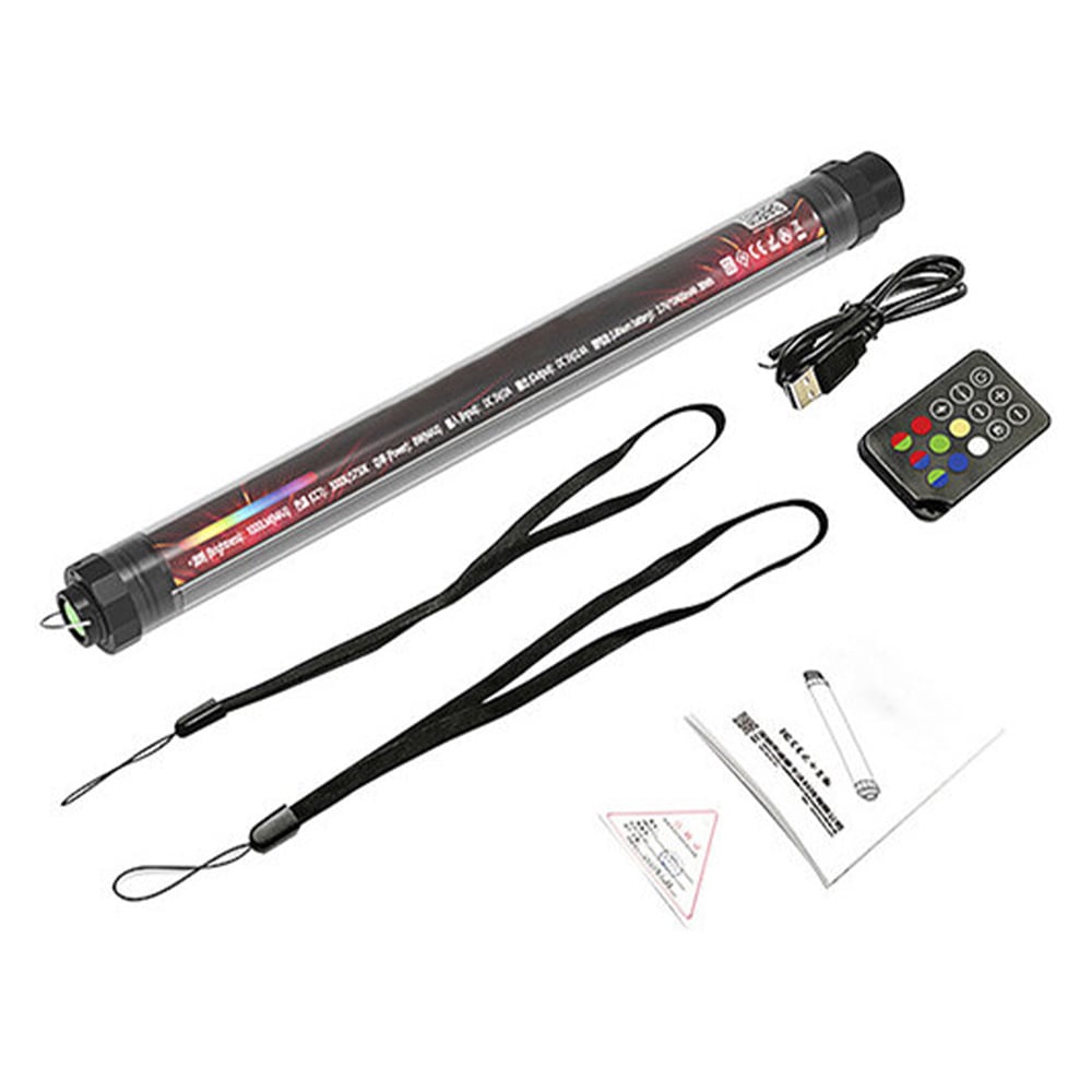 LUXCEO P7RGB Pro 40 cm waterproof RGB tube light with built-in battery, smartphone app control, and ¼″-20 mounting thread.