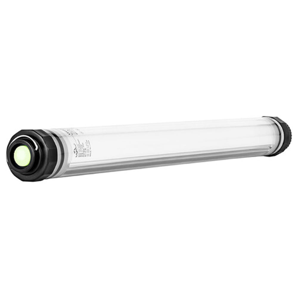 LUXCEO P7RGB Pro 40 cm waterproof RGB tube light with built-in battery, smartphone app control, and ¼″-20 mounting thread.