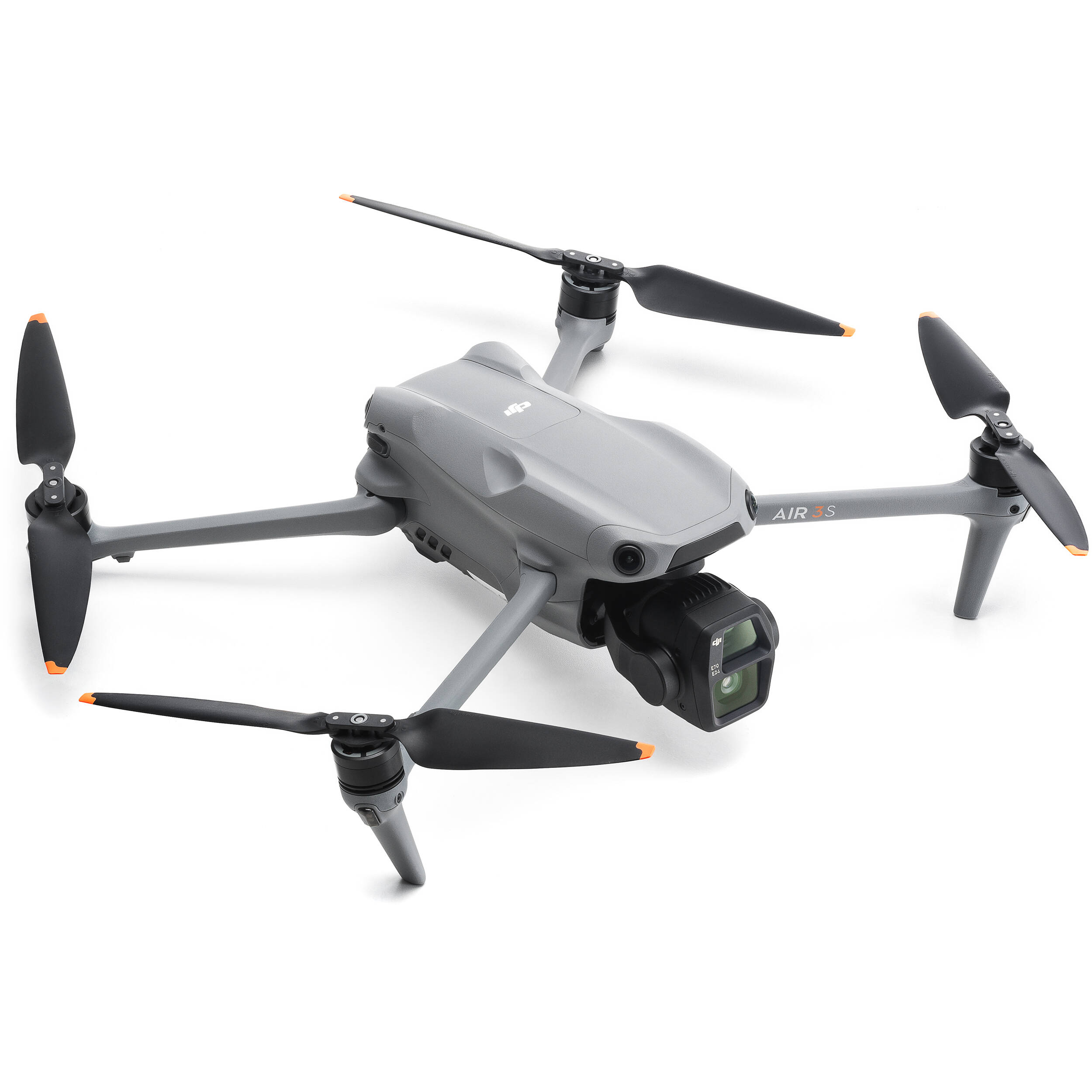 DJI Air 3S drone with dual 1-inch CMOS cameras, 45-min flight time, omnidirectional obstacle sensing, and DJI RC 2 controller