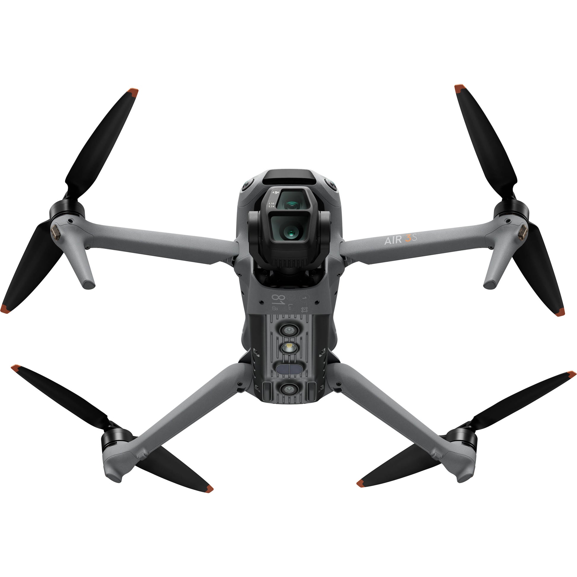 DJI Air 3S drone with dual 1-inch CMOS cameras, 45-min flight time, omnidirectional obstacle sensing, and DJI RC 2 controller