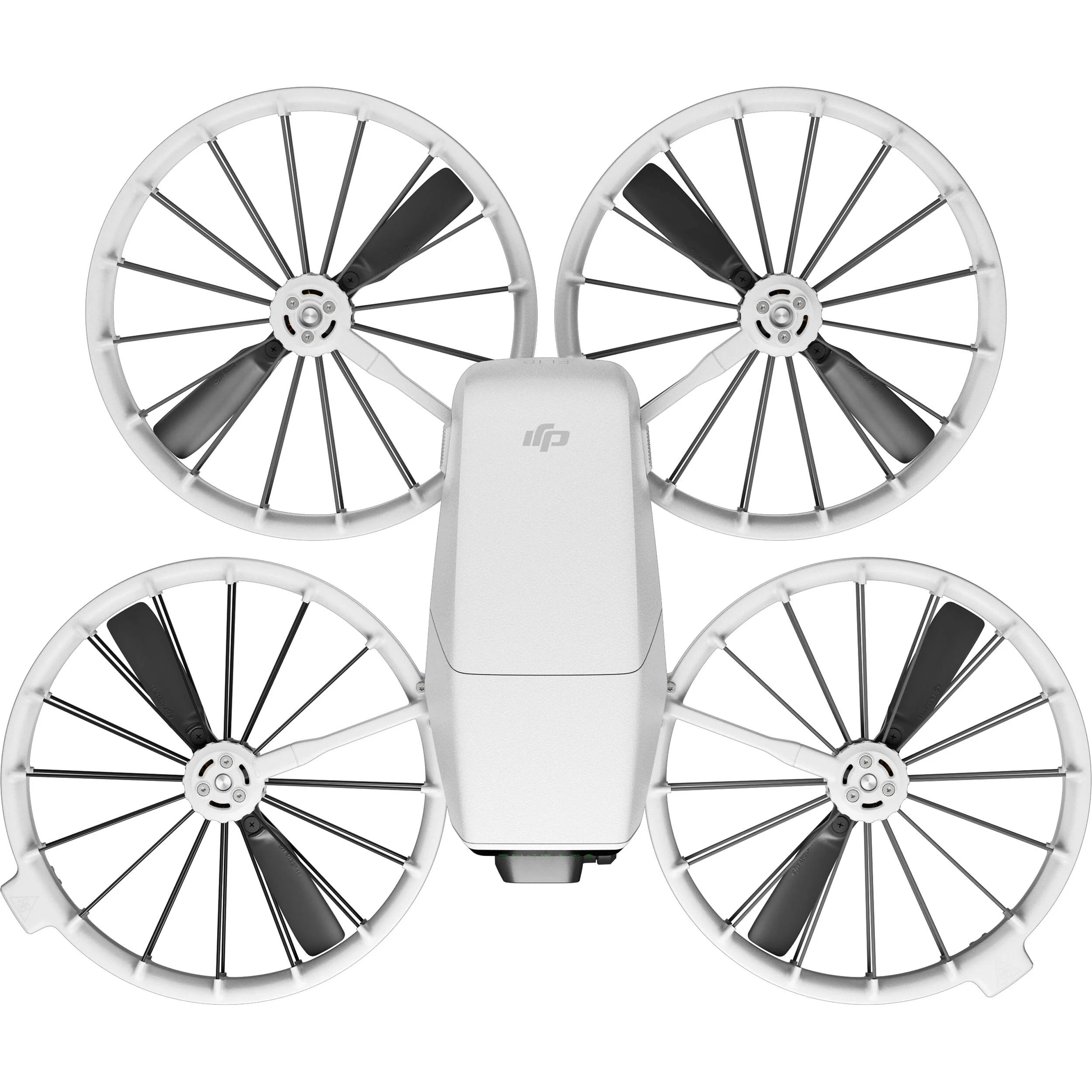 DJI Spark drone with four propellers on a white background
