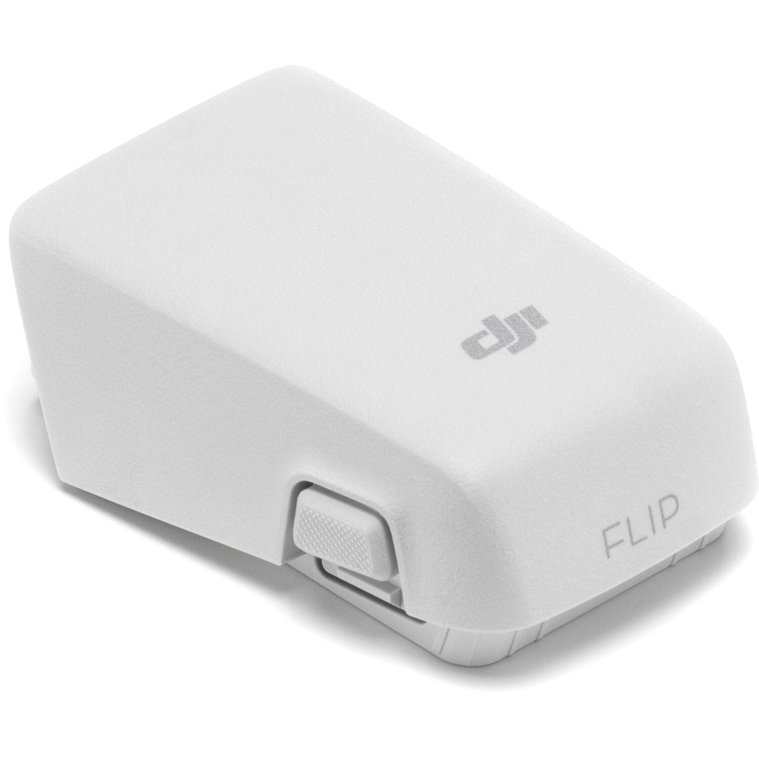 A black DJI Intelligent Flight Battery is shown, featuring a power button and four LED indicators.