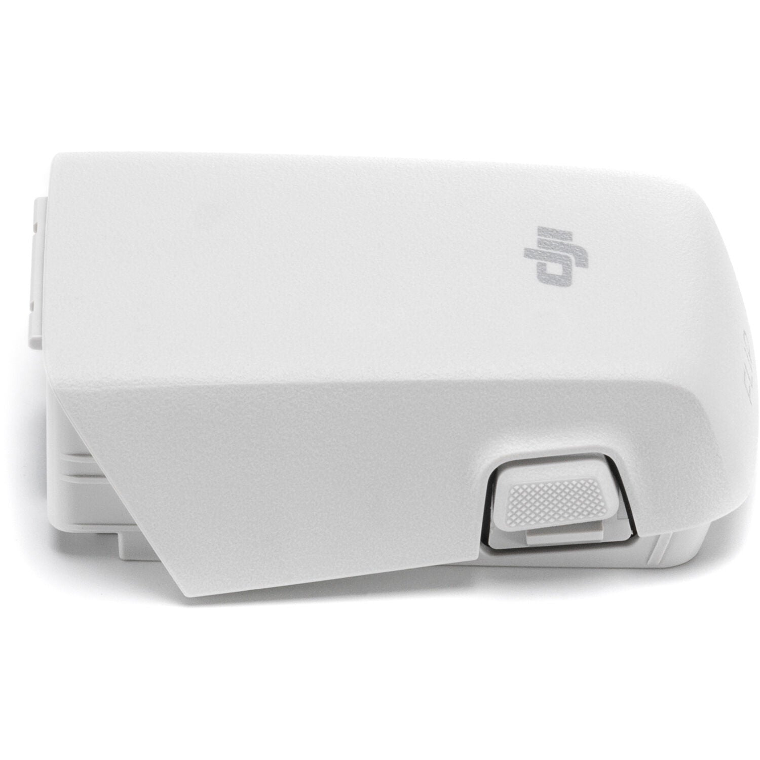 A black DJI Intelligent Flight Battery is shown, featuring a power button and four LED indicators.