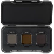 A set of three square DJI Avata 2 ND filters are displayed inside a small, black case.