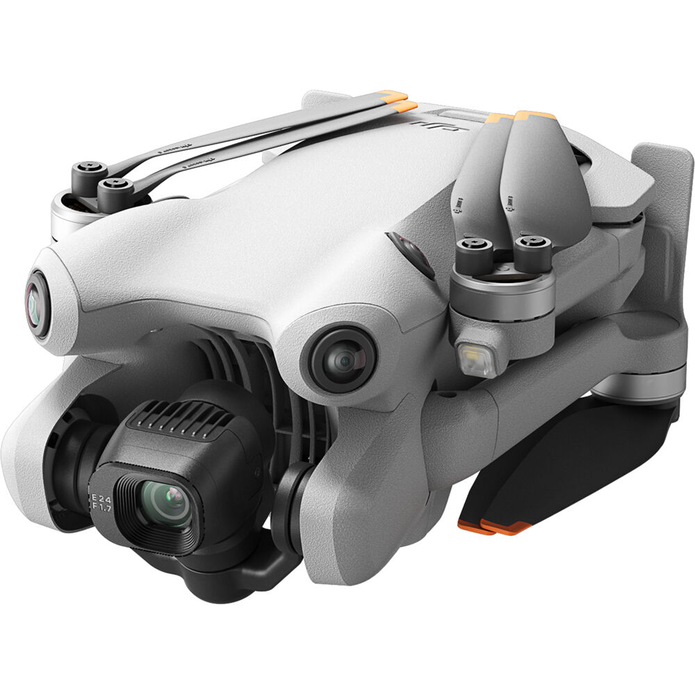DJI Mini 4 Pro Fly More Combo drone with RC2 controller, featuring a lightweight design under 249g, 4K/60fps HDR video capability, omnidirectional obstacle sensing, and advanced tracking features