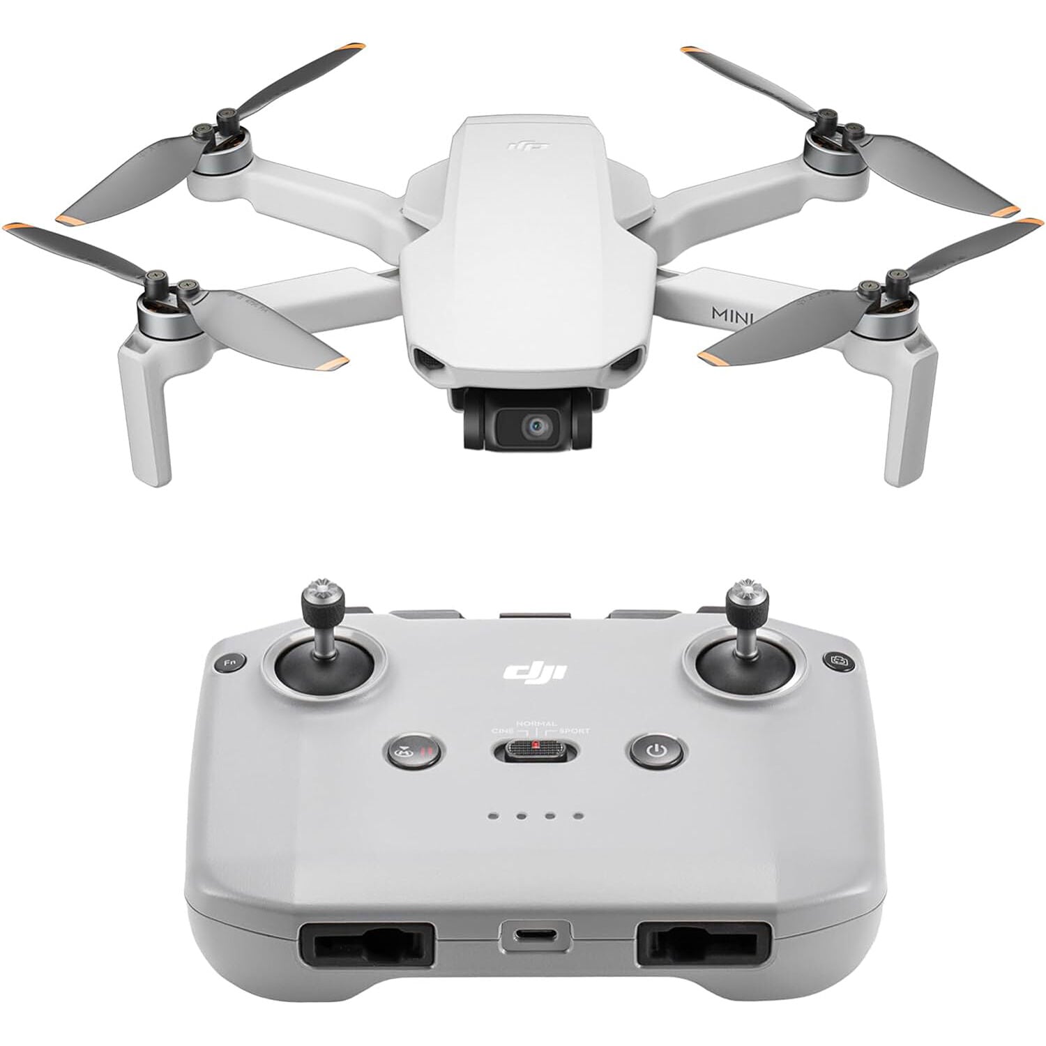 DJI Mini 4K drone featuring a lightweight foldable design under 250g, 12MP camera with 4K video recording, 3-axis gimbal, up to 31 minutes flight time, and up to 10km OcuSync 2.0 video transmission