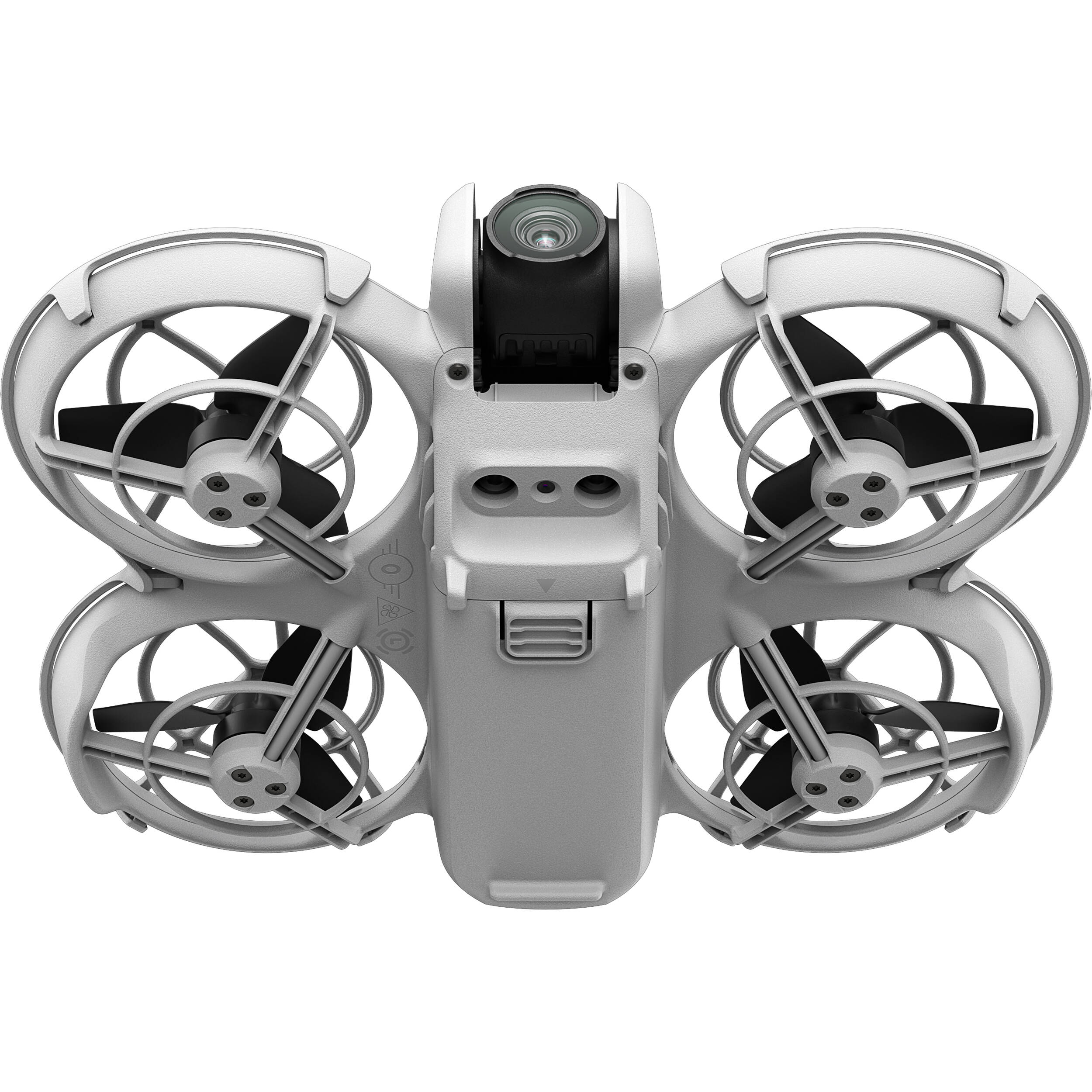 White drone with four propellers on a white background
