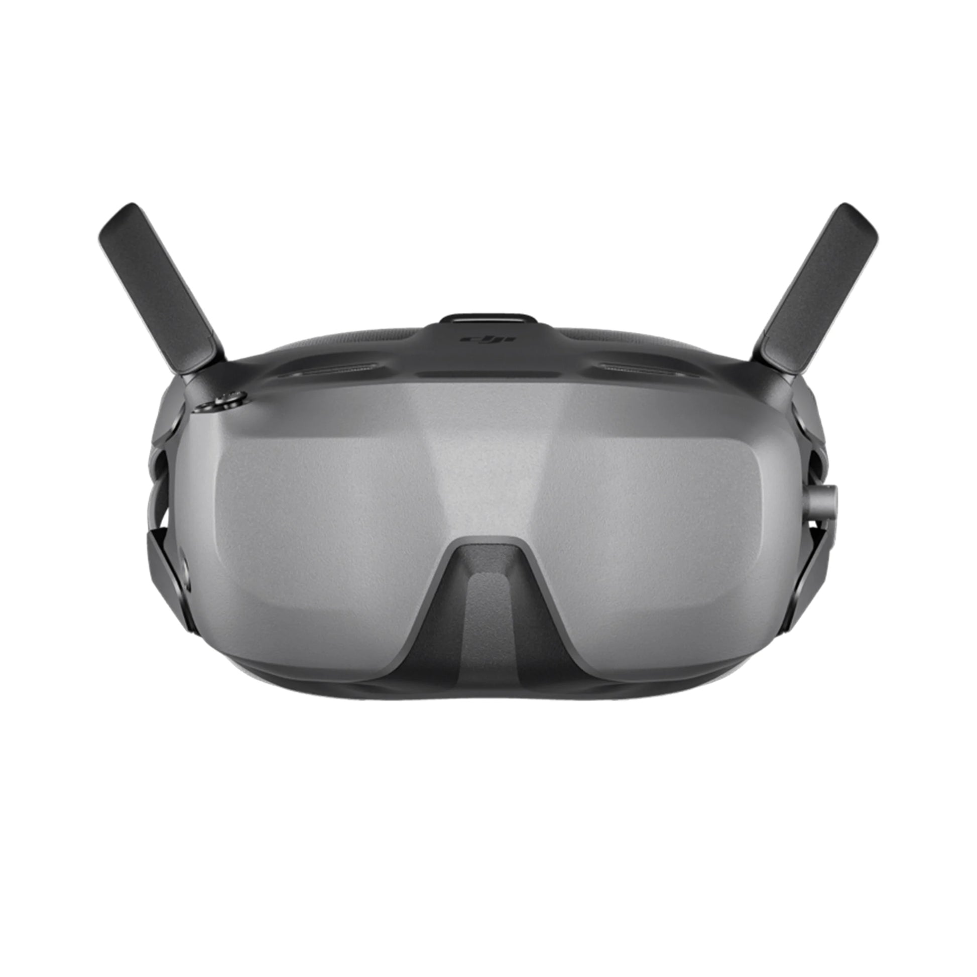 Black drone headset with antennas on a white background