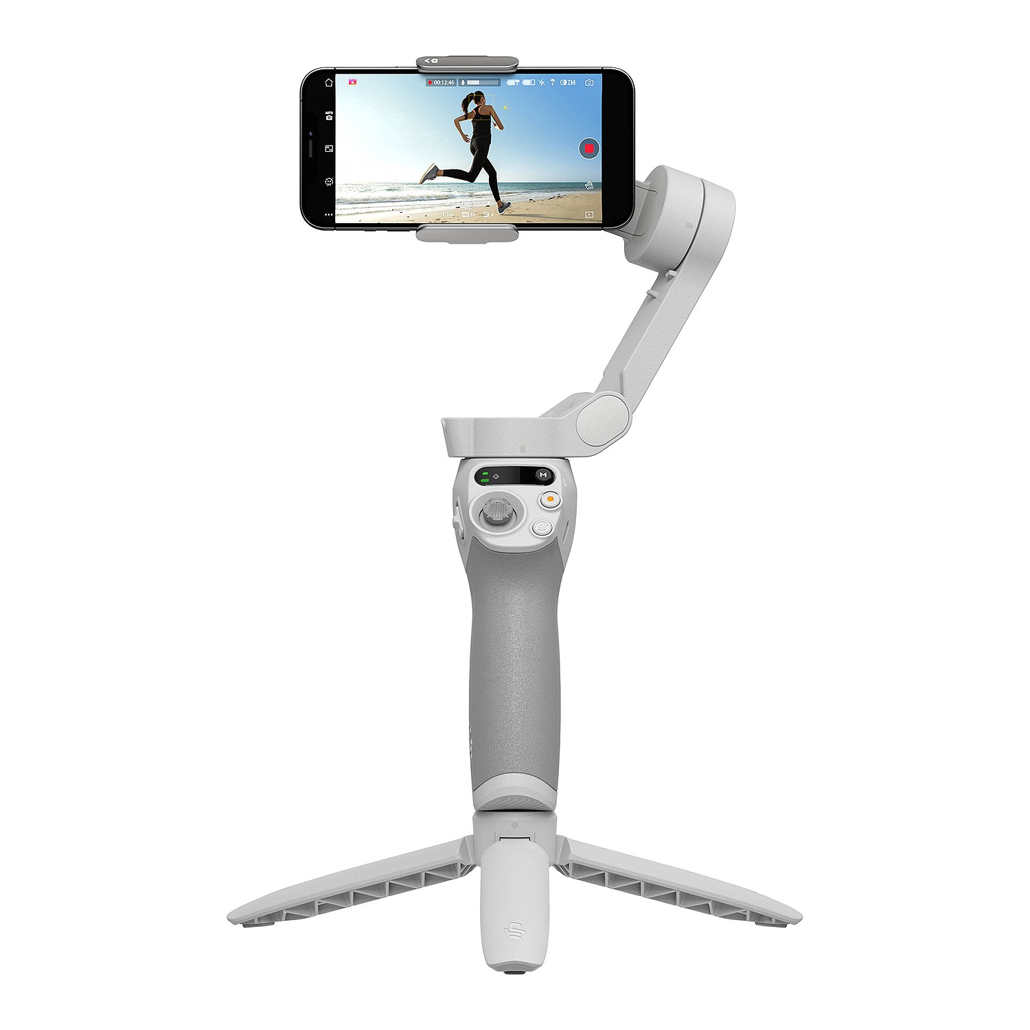 Smartphone holder with a phone attached on a white background