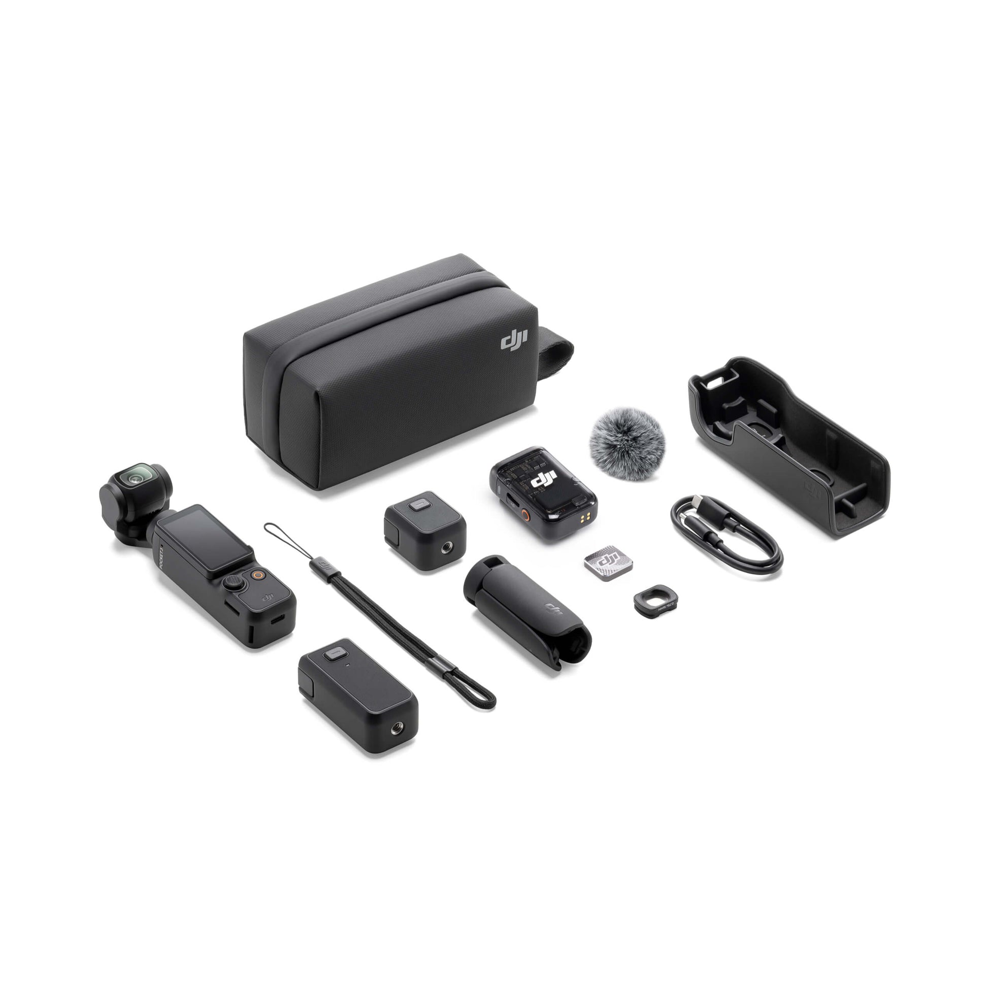 DJI Osmo Pocket 3 Creator Combo – all-in-one 4K gimbal camera kit with accessories for vloggers and content creators, featuring a rotating touchscreen and 1-inch sensor.