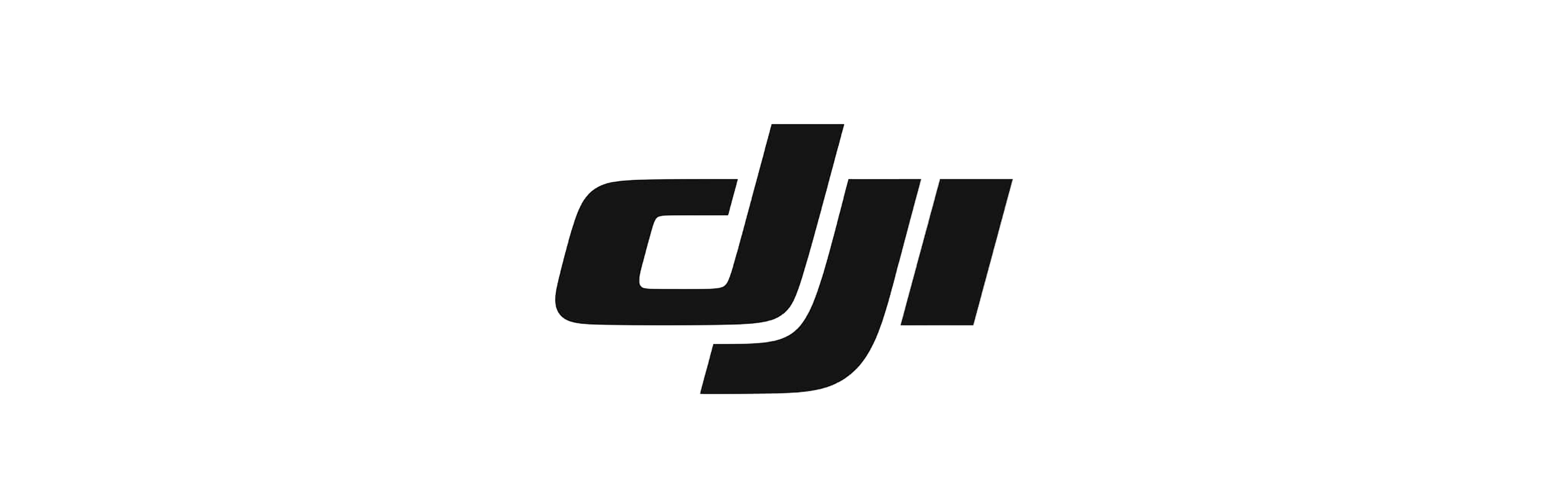 Black DJI logo on a white background