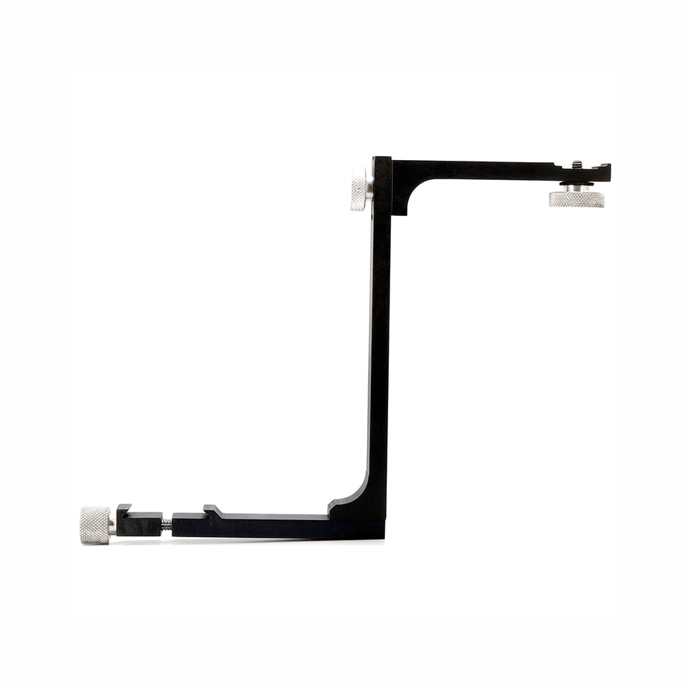 DJPhoto Telephoto Flash Bracket designed for telephoto lenses to reduce shadows and red-eye.