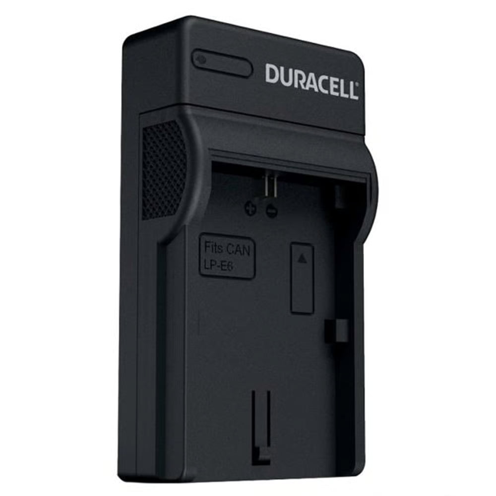 Duracell Battery Charger for Canon LP-E6 – a reliable third-party charger designed to safely and efficiently power up your Canon camera batteries.