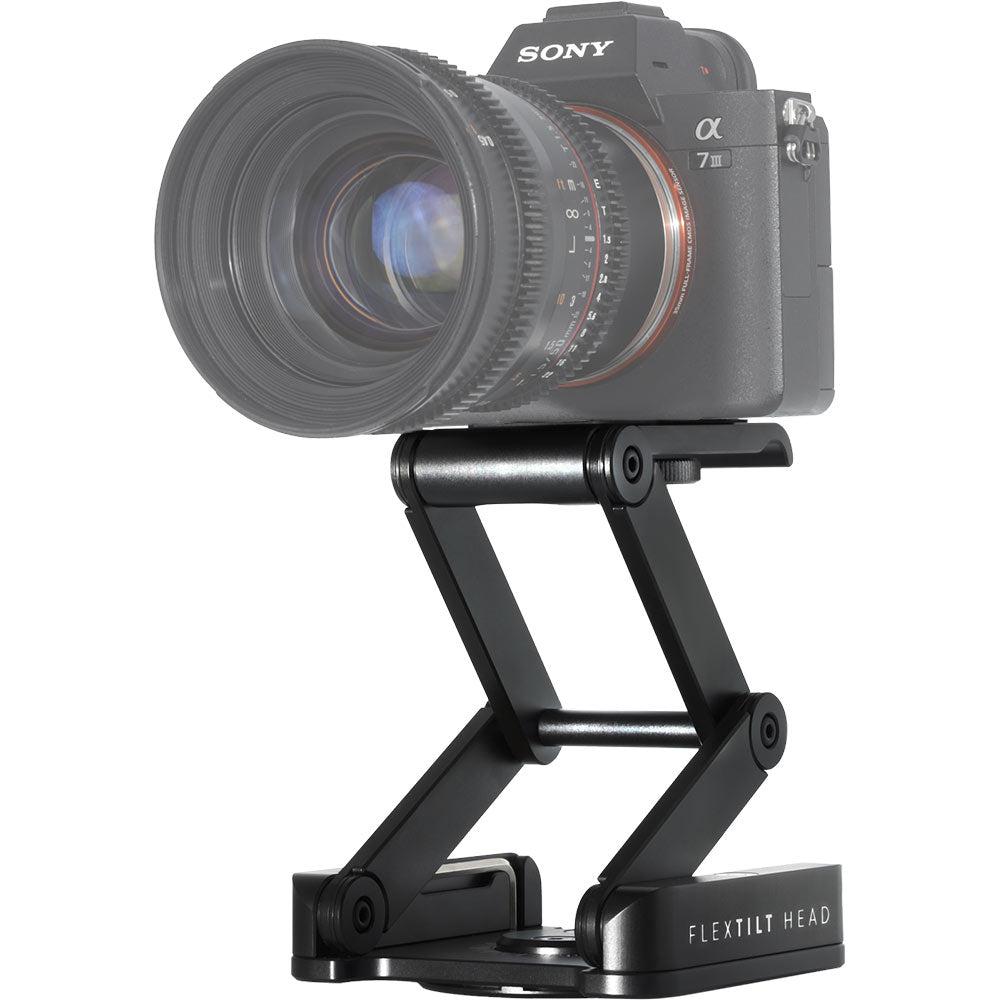 edelkrone FlexTILT Head v3 compact pan‑tilt mount with dual‑arm constant‑friction Z‑frame design, supports camera up to about 2.5 kg.