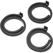 Lens Gear PRO 3-Pack Bundle for adjustment stability. Compatible with 25 mm to 110 mm lens ring diameter. No tools needed to attach and use.