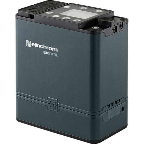 Elinchrom ELB 500 TTL battery pack on a white background