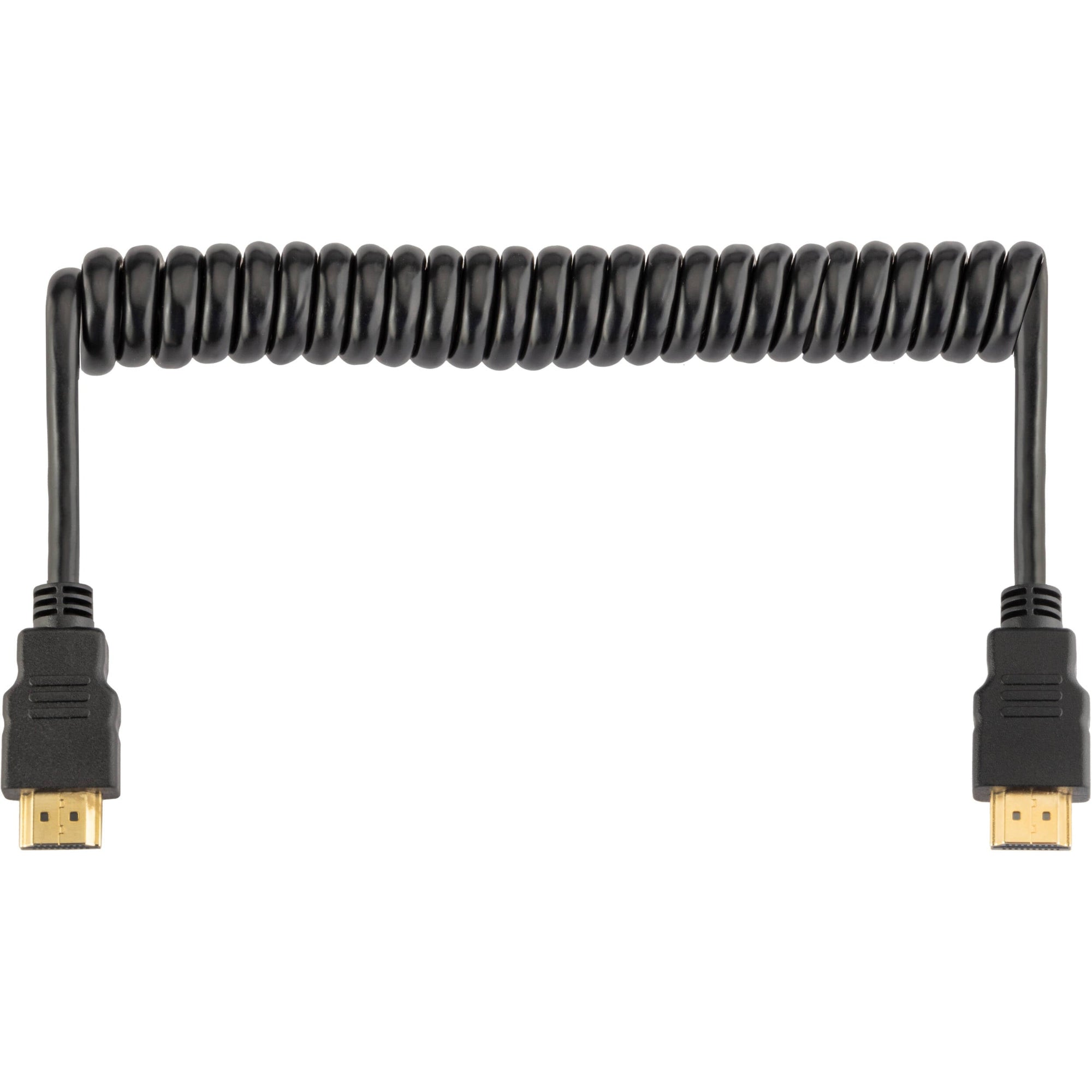 The high-speed coiled HDMI cable from Elvid ensures reliable signal transfer. It supports up to 4K resolution and an 18Gb/s transfer speed.