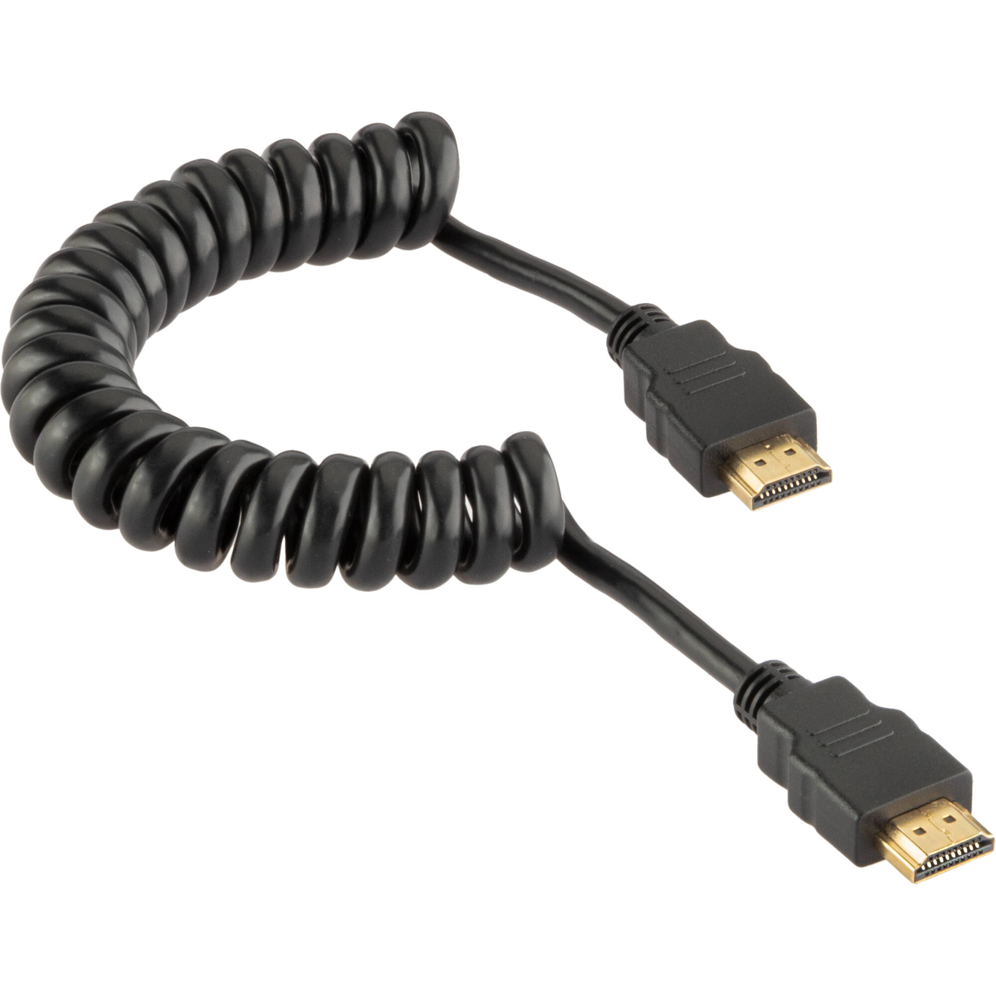 The high-speed coiled HDMI cable from Elvid ensures reliable signal transfer. It supports up to 4K resolution and an 18Gb/s transfer speed.