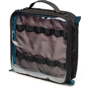 Two-sided Cable Duo pouch for organising cables, chargers, batteries, and small accessories, crafted from durable water-resistant polyester.