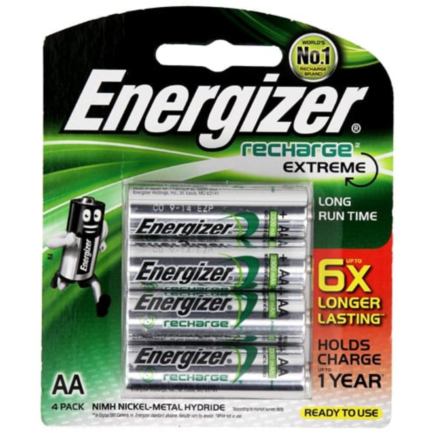 Energizer NiMH AA Card 4 supplies you with 4 reusable power batteries ideal for high-tech, high-drain devices like your DSLR cameras flash.