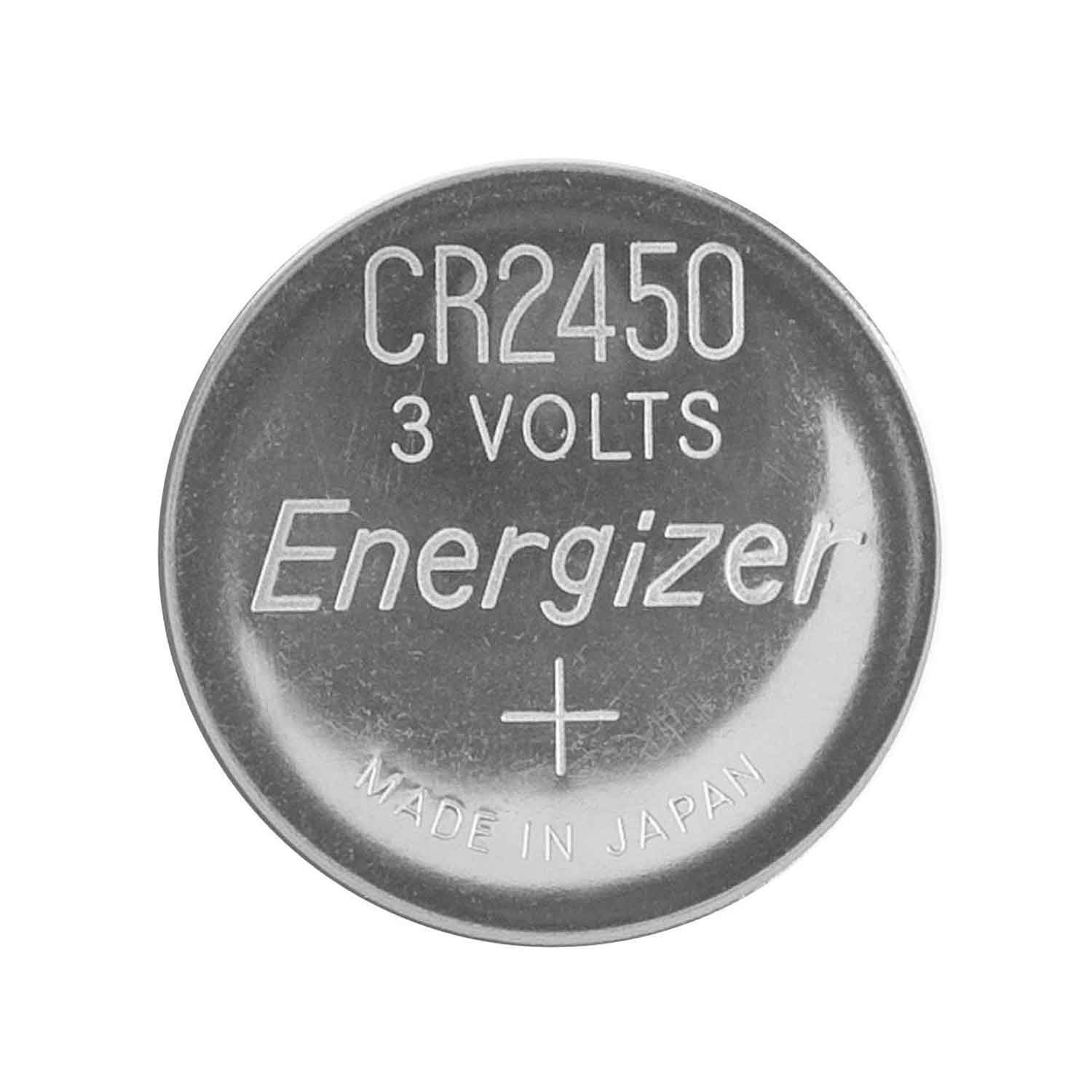 This CR2450 Coin Lithium Battery from Energizer has an output of 3V and a typical capacity of 620 mAh.