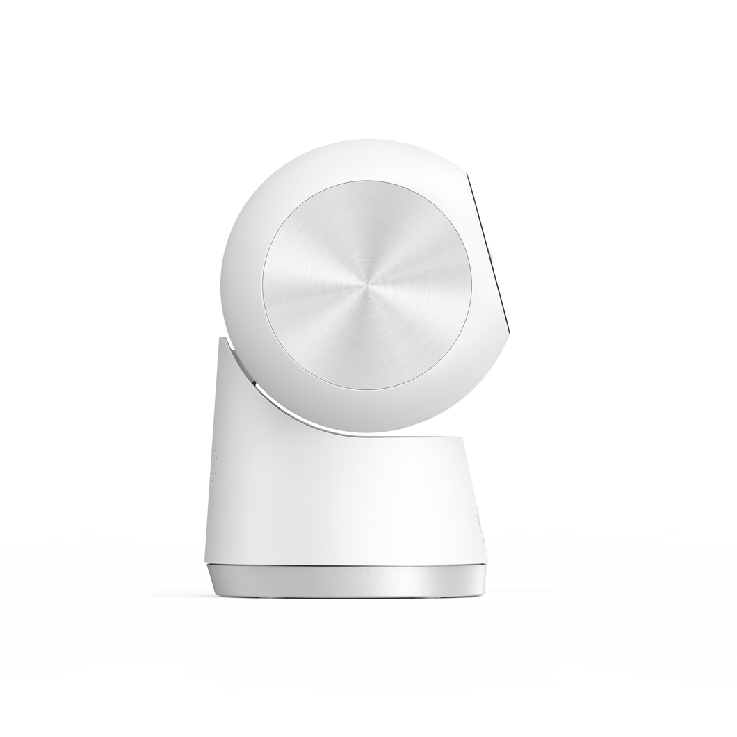 The Eufy Indoor 4K Dual Cam S350 is a security camera for indoor use, featuring a dual-camera system with 4K wide-angle and 2K telephoto lenses, 360-degree pan and tilt capabilities, and 8x hybrid zoom.