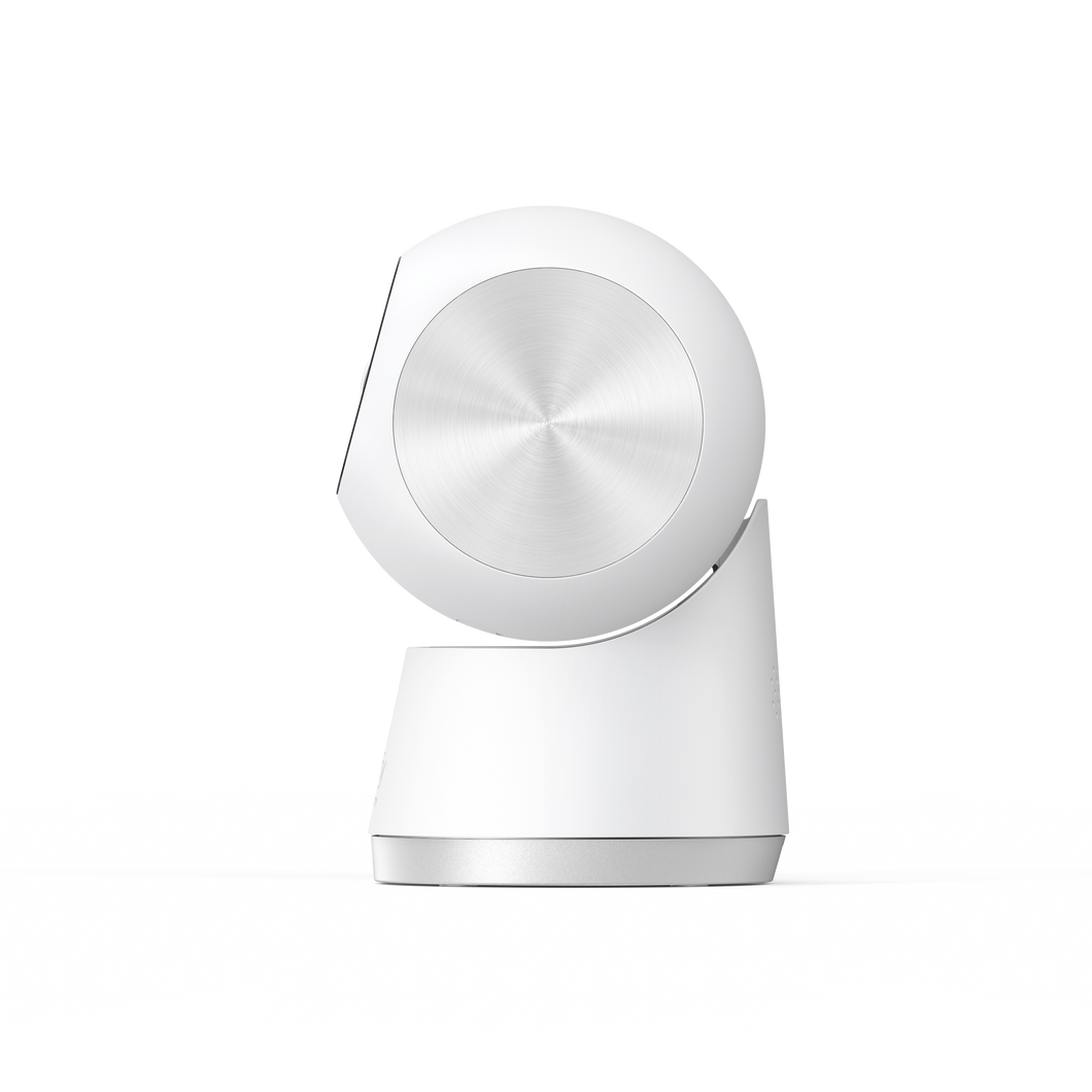 The Eufy Indoor 4K Dual Cam S350 is a security camera for indoor use, featuring a dual-camera system with 4K wide-angle and 2K telephoto lenses, 360-degree pan and tilt capabilities, and 8x hybrid zoom.