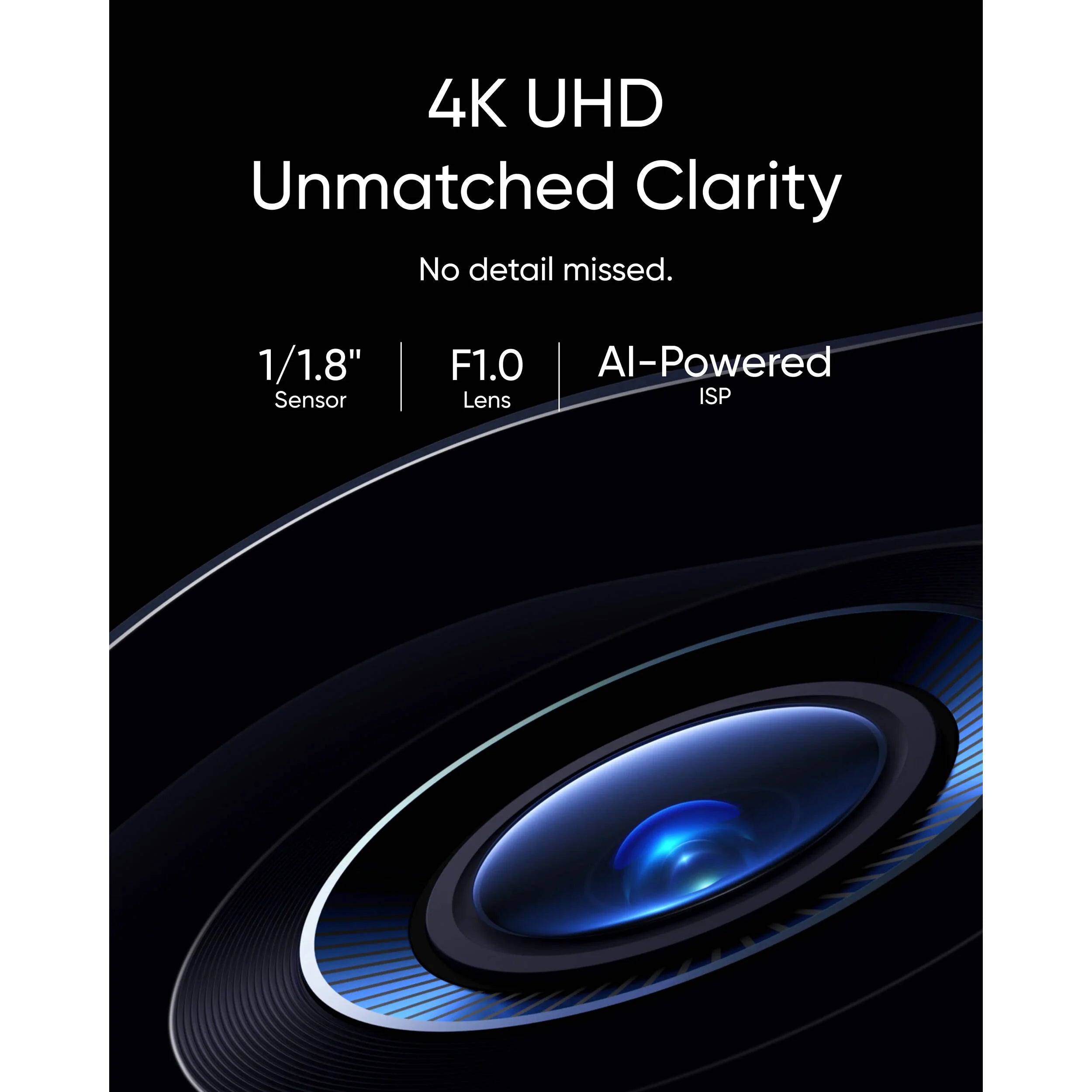 Advertisement for 4K UHD camera sensor with technical specifications on a dark background
