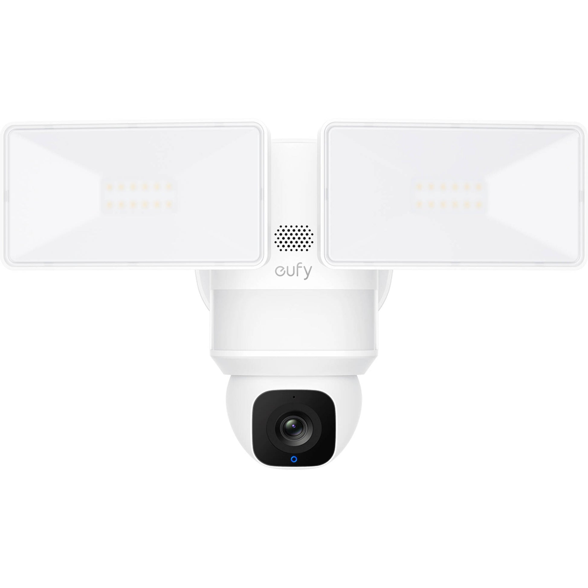 The Eufy Security Floodlight Camera E30 is an outdoor security camera that features 360° surveillance, 2K HD video resolution, and AI motion tracking with 2,000-lumen motion-activated floodlights.