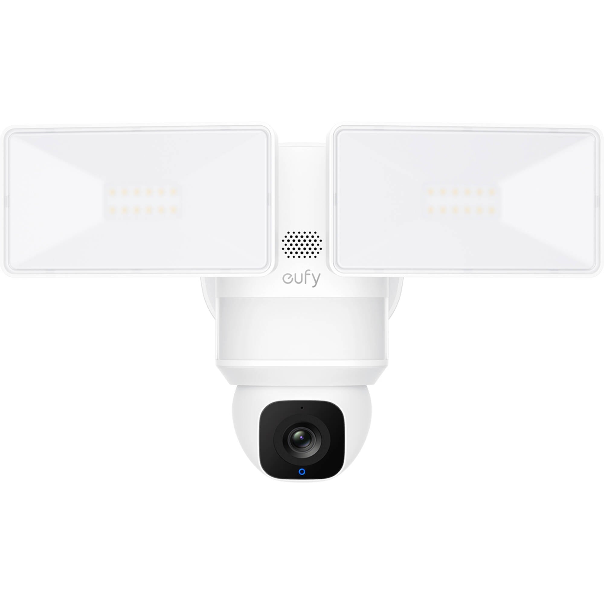 The Eufy Security Floodlight Camera E30 is an outdoor security camera that features 360° surveillance, 2K HD video resolution, and AI motion tracking with 2,000-lumen motion-activated floodlights.