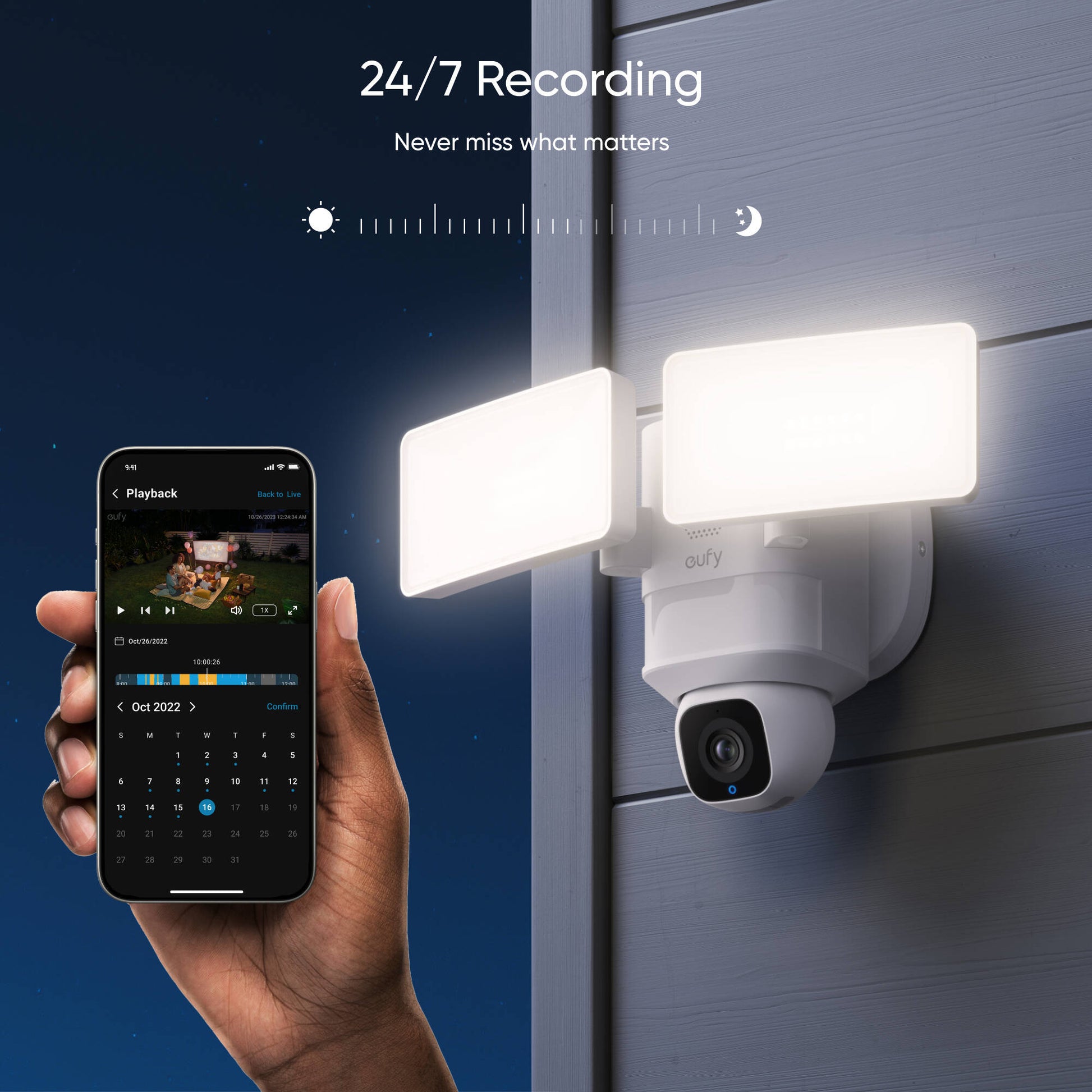 The Eufy Security Floodlight Camera E30 is an outdoor security camera that features 360° surveillance, 2K HD video resolution, and AI motion tracking with 2,000-lumen motion-activated floodlights.
