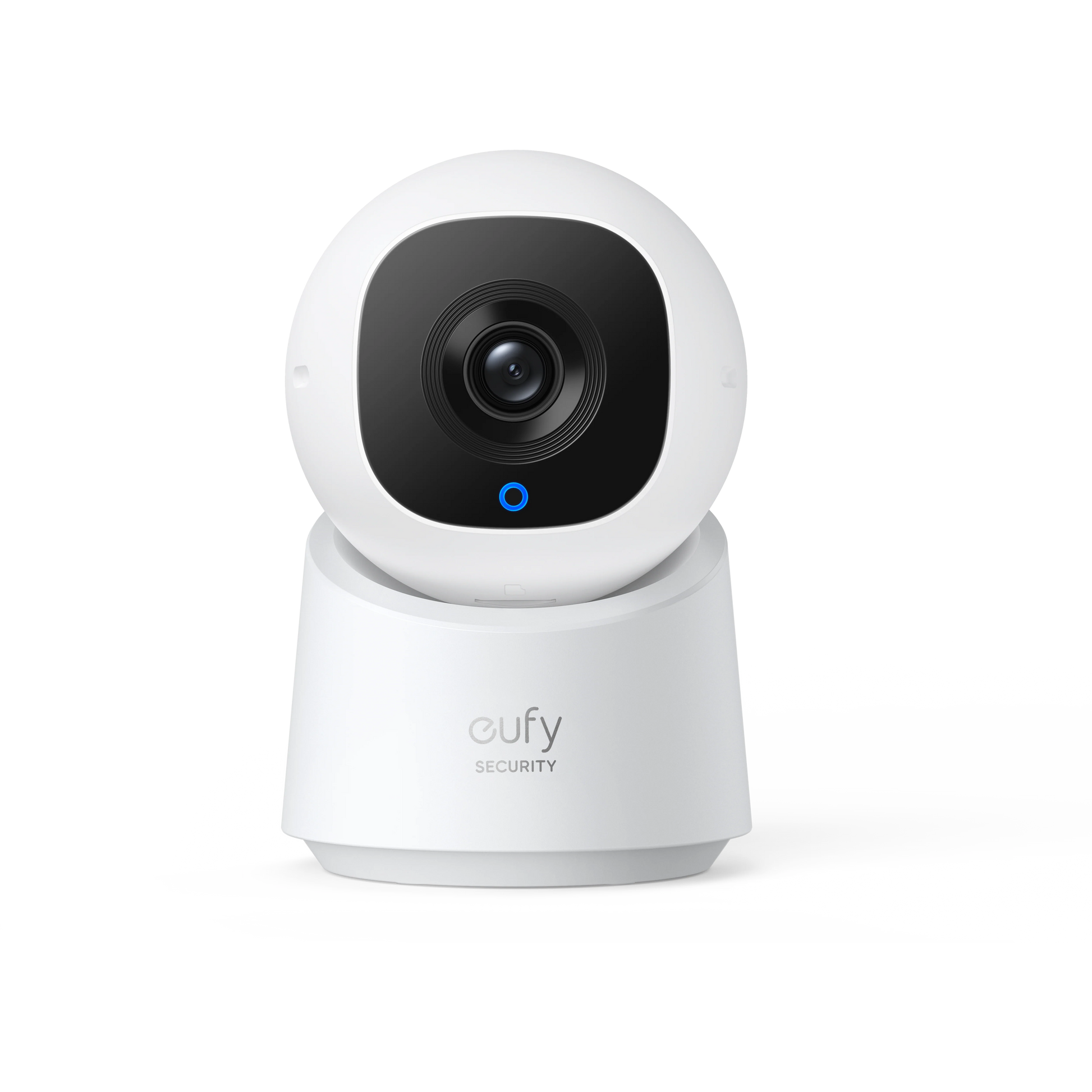 The Eufy Security Indoor Cam C210 is a smart home surveillance camera that provides 360-degree coverage with a 75-degree vertical tilt, 1080p HD resolution, and advanced AI tracking.