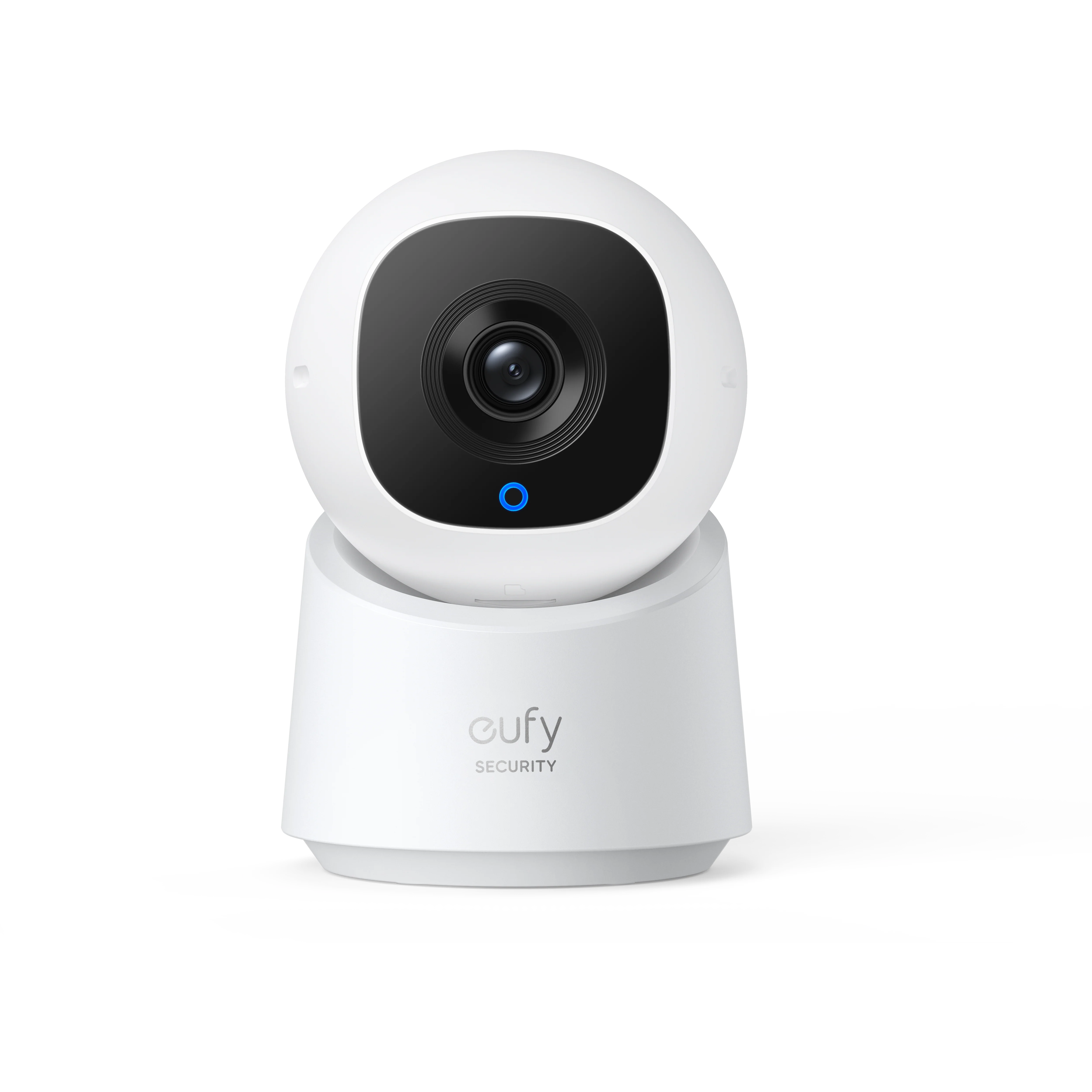 The Eufy Security Indoor Cam C210 is a smart home surveillance camera that provides 360-degree coverage with a 75-degree vertical tilt, 1080p HD resolution, and advanced AI tracking.