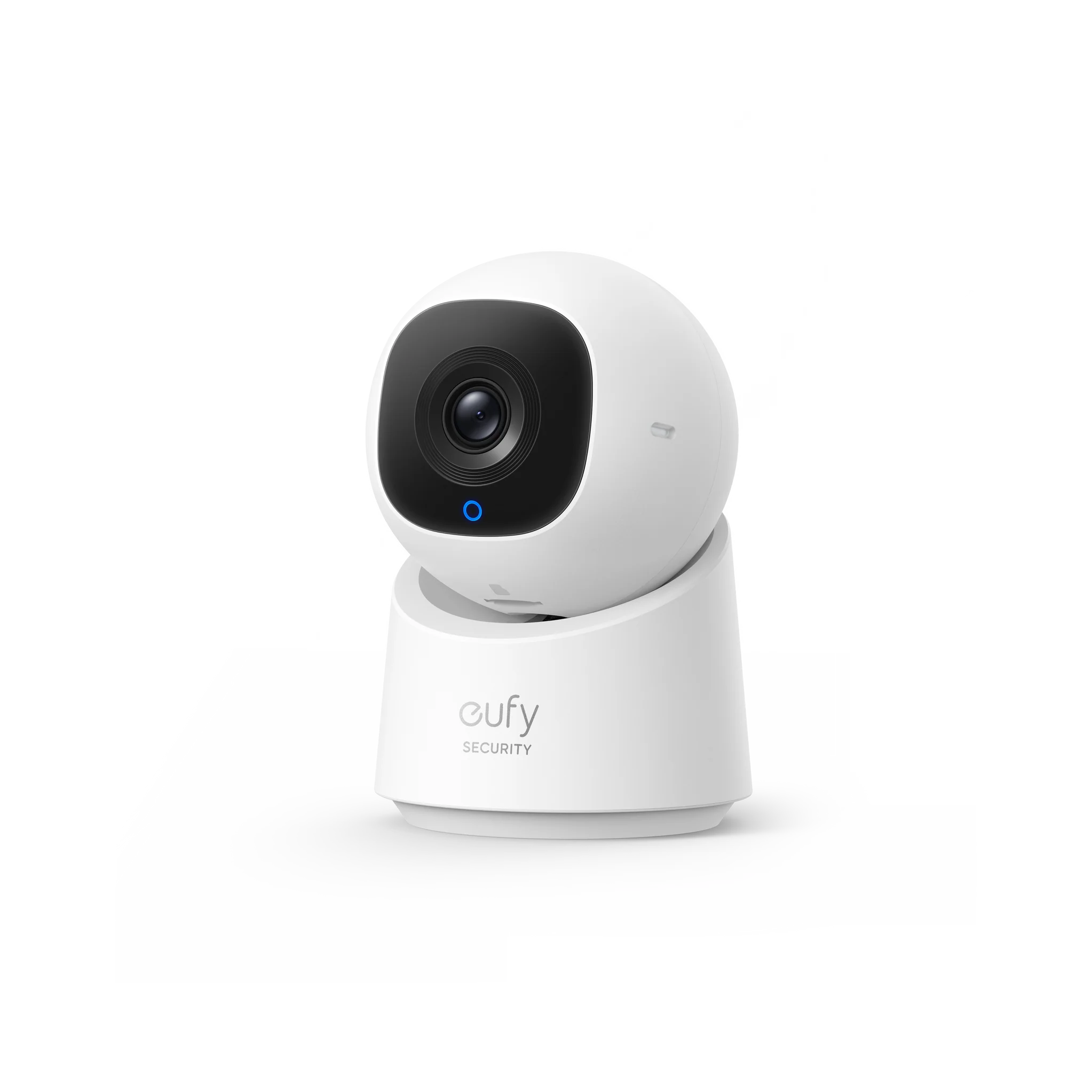 The Eufy Security Indoor Cam C210 is a smart home surveillance camera that provides 360-degree coverage with a 75-degree vertical tilt, 1080p HD resolution, and advanced AI tracking.