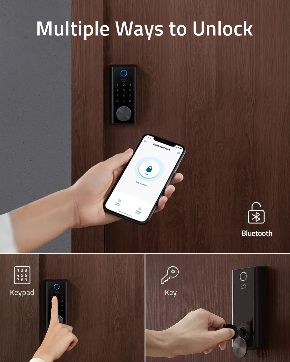The Eufy Security Smart Lock S230 is a secure and durable smart lock with multiple unlocking methods, including a fast fingerprint reader, PIN codes, a mobile app, and a physical key, and is designed to be weather-resistant.