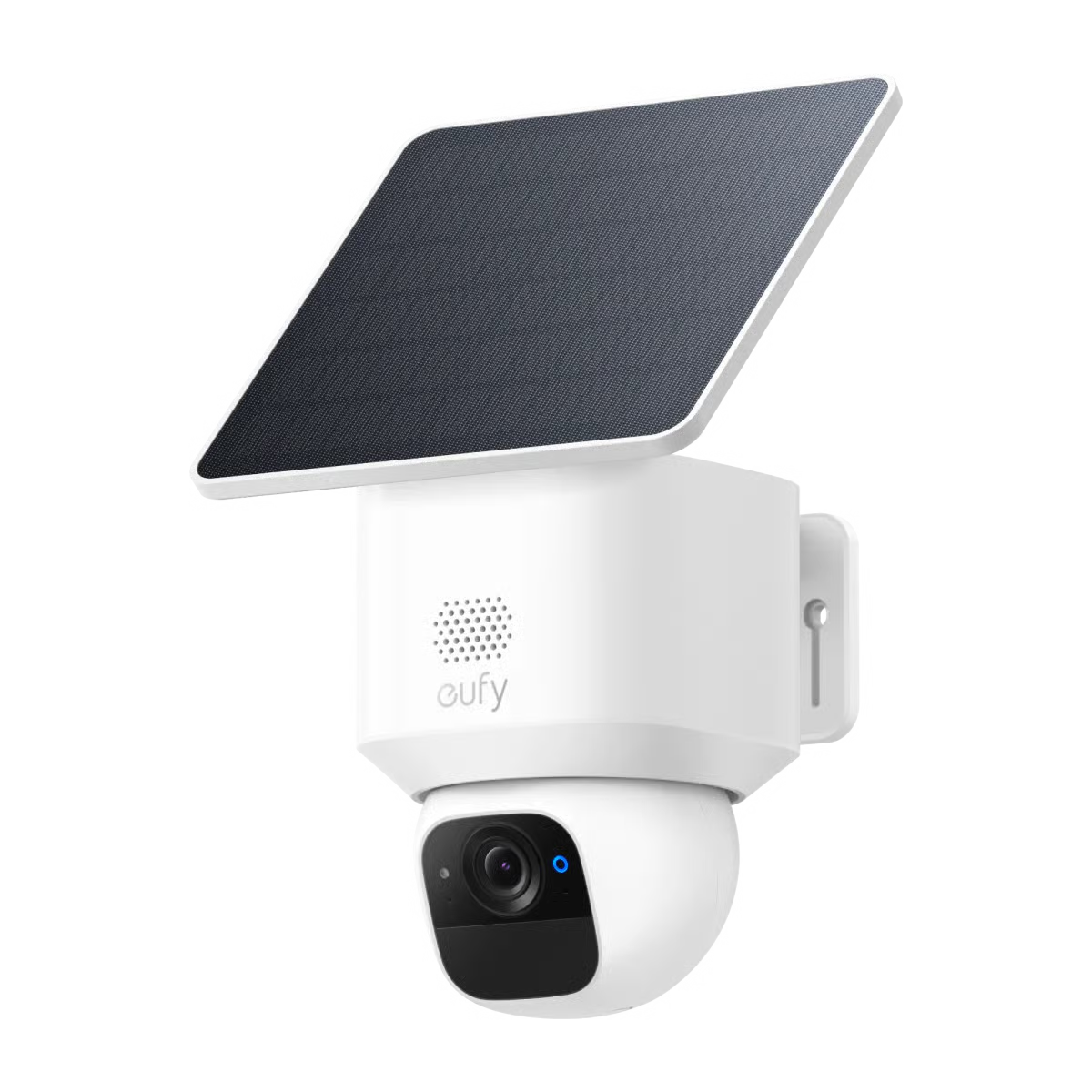 White security camera with solar panel on a transparent background