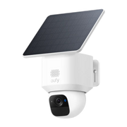 White security camera with solar panel on a transparent background