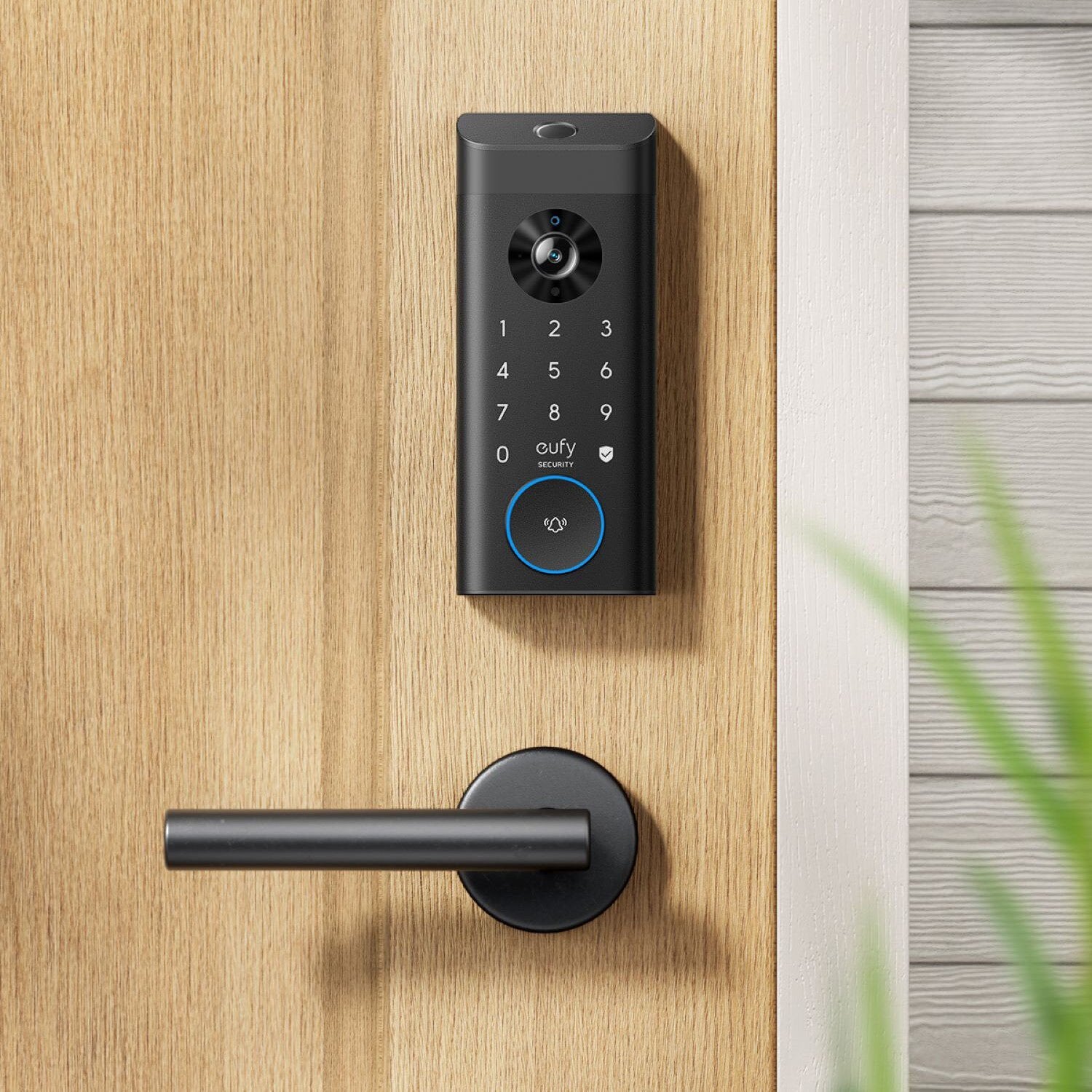 Eufy Video Smart Lock E330 with fast fingerprint recognition, 2K HD camera with f/1.6 lens, video doorbell, Wi-Fi connectivity, and rechargeable 10,000mAh battery.