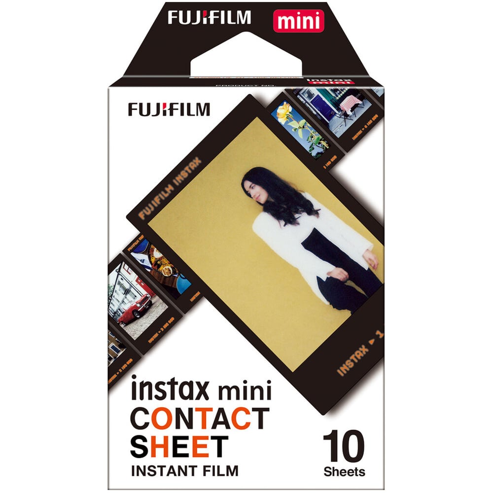 Pack of 10 sheets Fujifilm Instax Mini instant film with contact sheet style frame design for credit card-sized photos