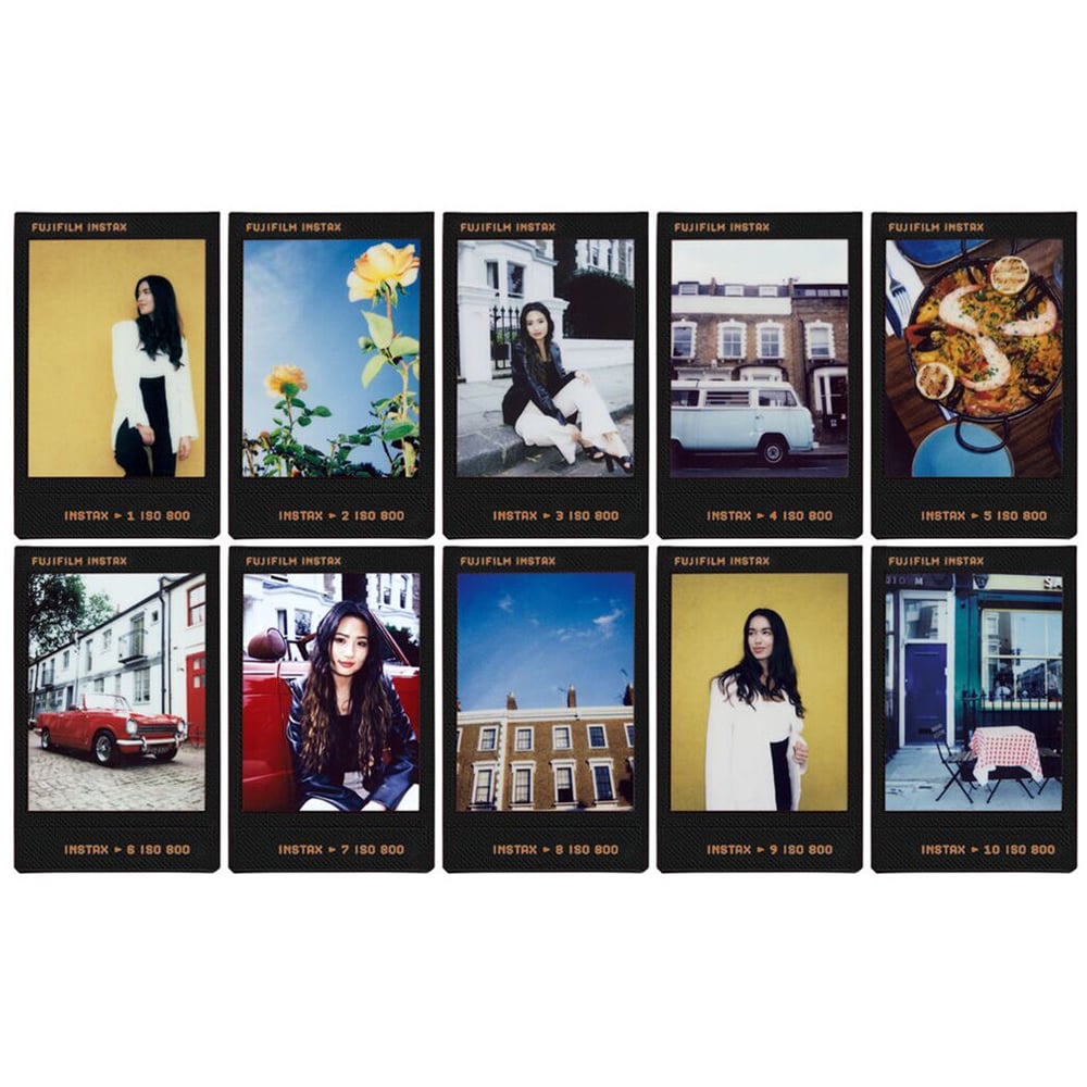 Pack of 10 sheets Fujifilm Instax Mini instant film with contact sheet style frame design for credit card-sized photos