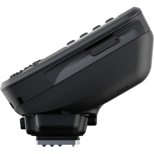 Black electronic device with buttons on a white background