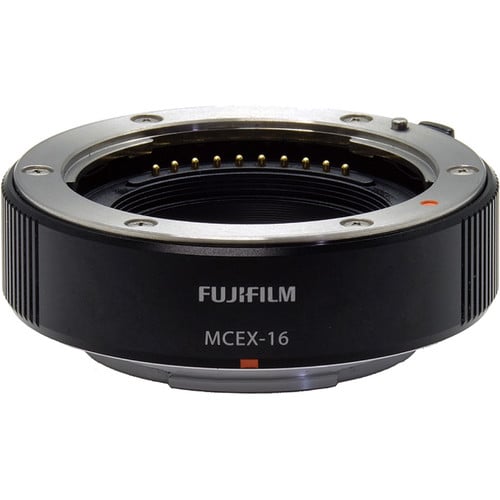 Fujifilm MCEX-16 Extension Tube – lightweight macro accessory that increases close-up focusing capability by extending the lens distance from the sensor.